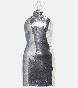 Magda Butrym Sequined floral-appliqué minidress