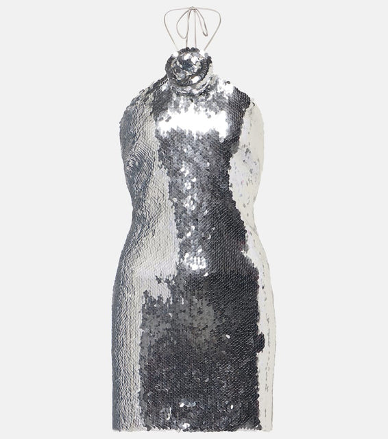 Magda Butrym Sequined floral-appliqué minidress