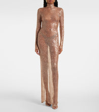 Magda Butrym Sequined turtleneck sheer maxi dress