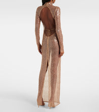 Magda Butrym Sequined turtleneck sheer maxi dress