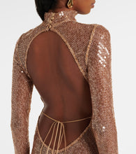 Magda Butrym Sequined turtleneck sheer maxi dress