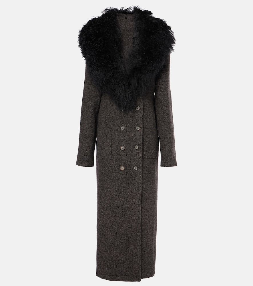 Magda Butrym Shearling-trimmed cashmere coat - Magda Butrym 羊绒剪绒饰边大衣