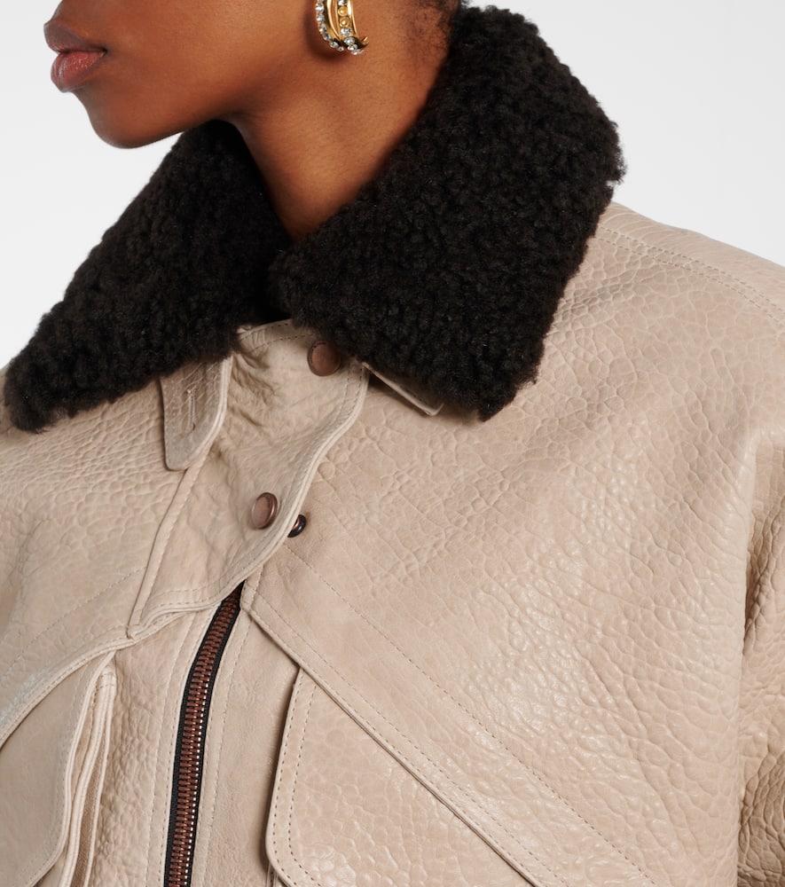 Magda Butrym Shearling-trimmed leather jacket