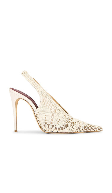 Magda Butrym Slingback Pump in Cream | Cream Sling Back Heels for Women