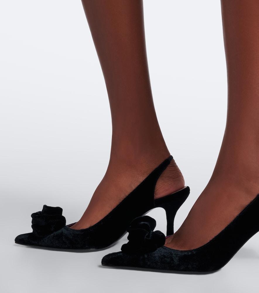 Magda Butrym Floral-applique velvet slingback pumps in Black - Mid Heel Pumps