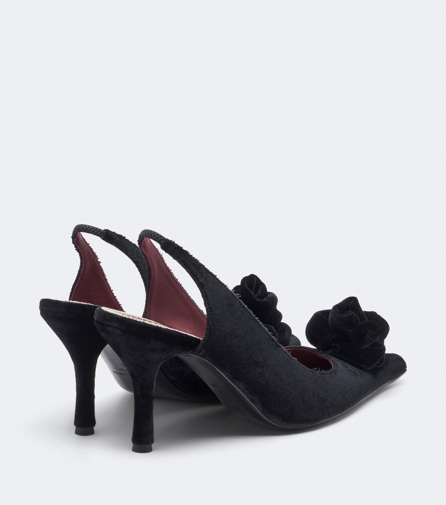 Magda Butrym Floral-applique velvet slingback pumps in Black - Mid Heel Pumps