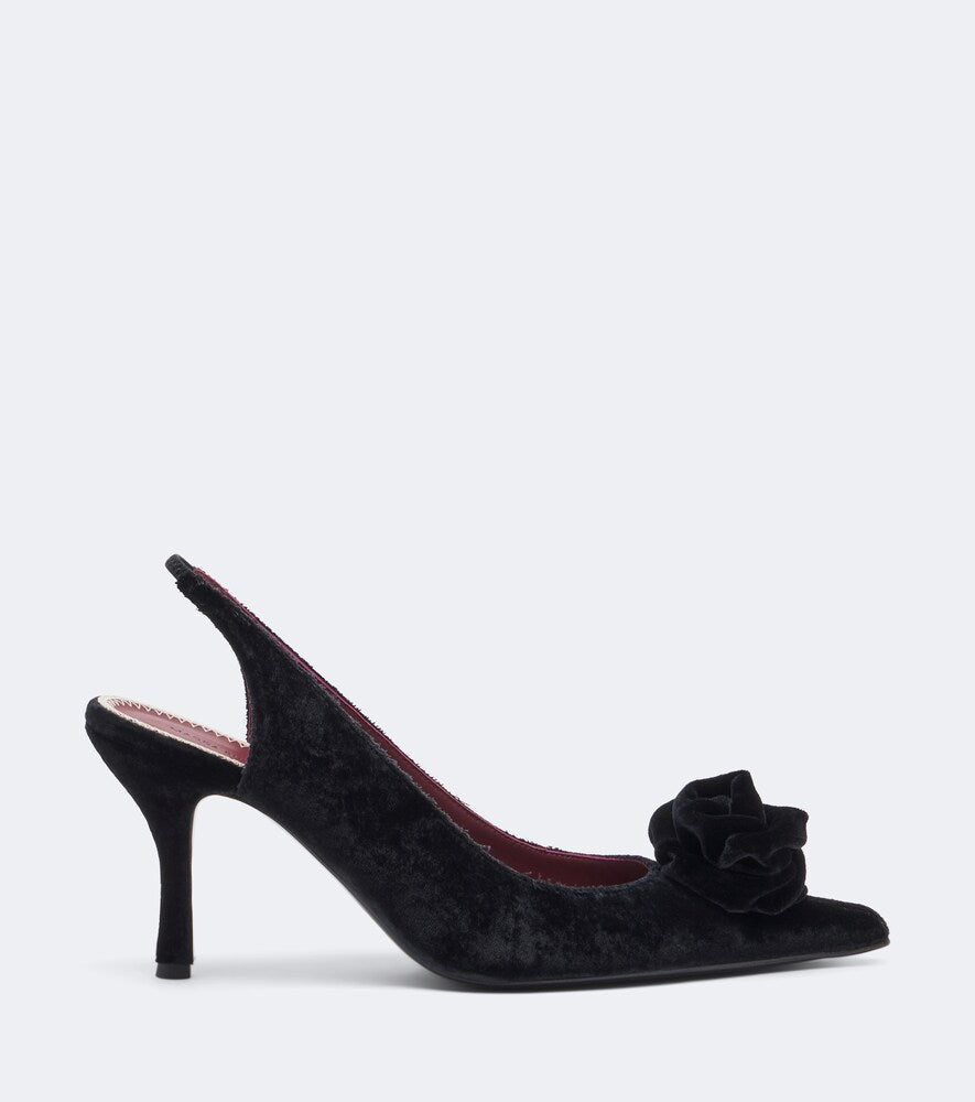 Magda Butrym Floral-applique velvet slingback pumps in Black - Mid Heel Pumps