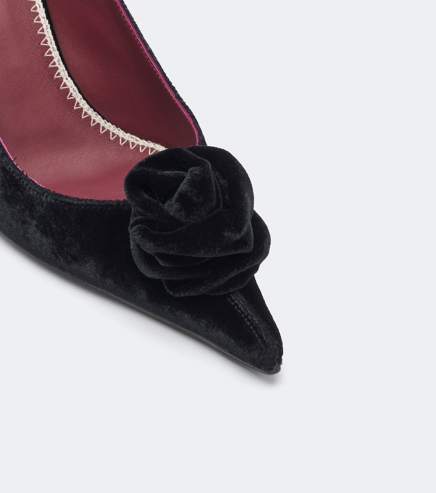 Magda Butrym Floral-applique velvet slingback pumps in Black - Mid Heel Pumps
