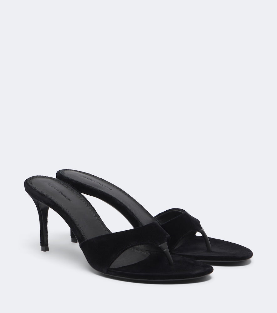 Magda Butrym Velvet thong sandals in Black - High-Heel Sandals