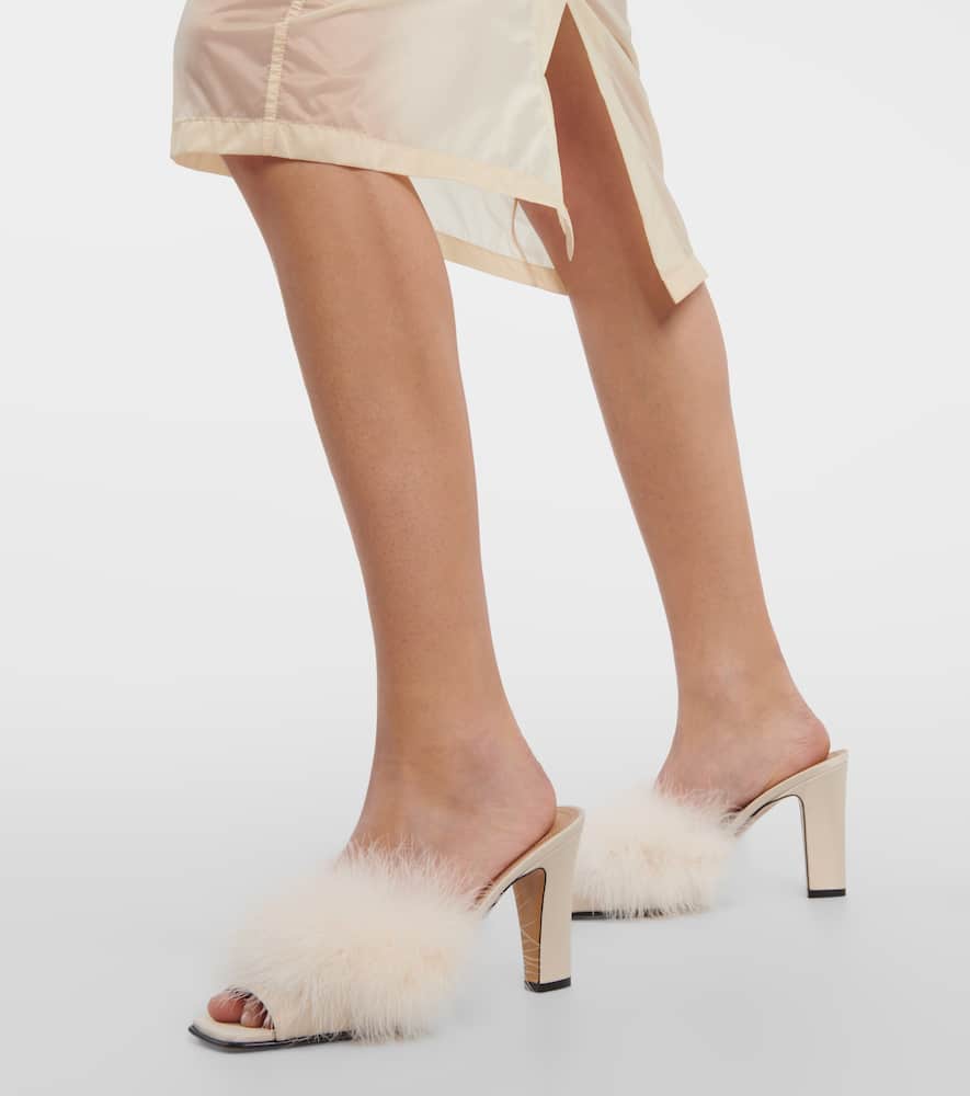Maison Margiela Feather-embellished mules