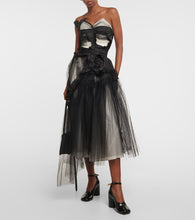Maison Margiela Floral-appliqué silk and tulle midi dress