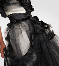 Maison Margiela Floral-appliqué silk and tulle midi dress