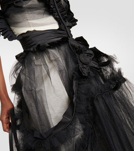 Maison Margiela Floral-appliqué silk and tulle midi dress