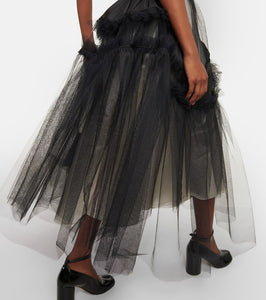 Maison Margiela Floral-appliqué silk and tulle midi dress