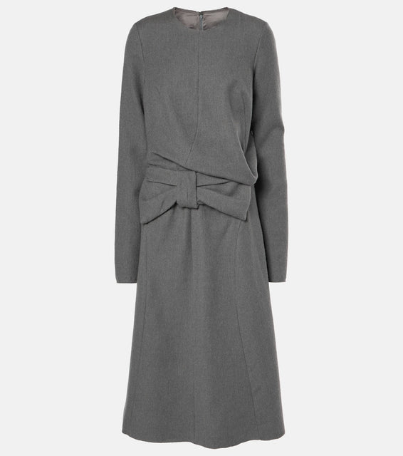 Maison Margiela Gathered cotton and wool midi dress