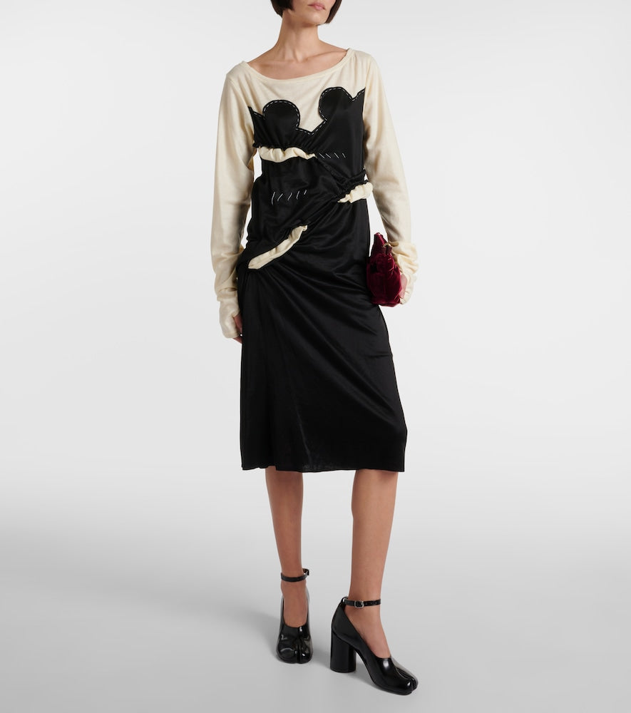 Maison Margiela Spliced gathered jersey midi dress