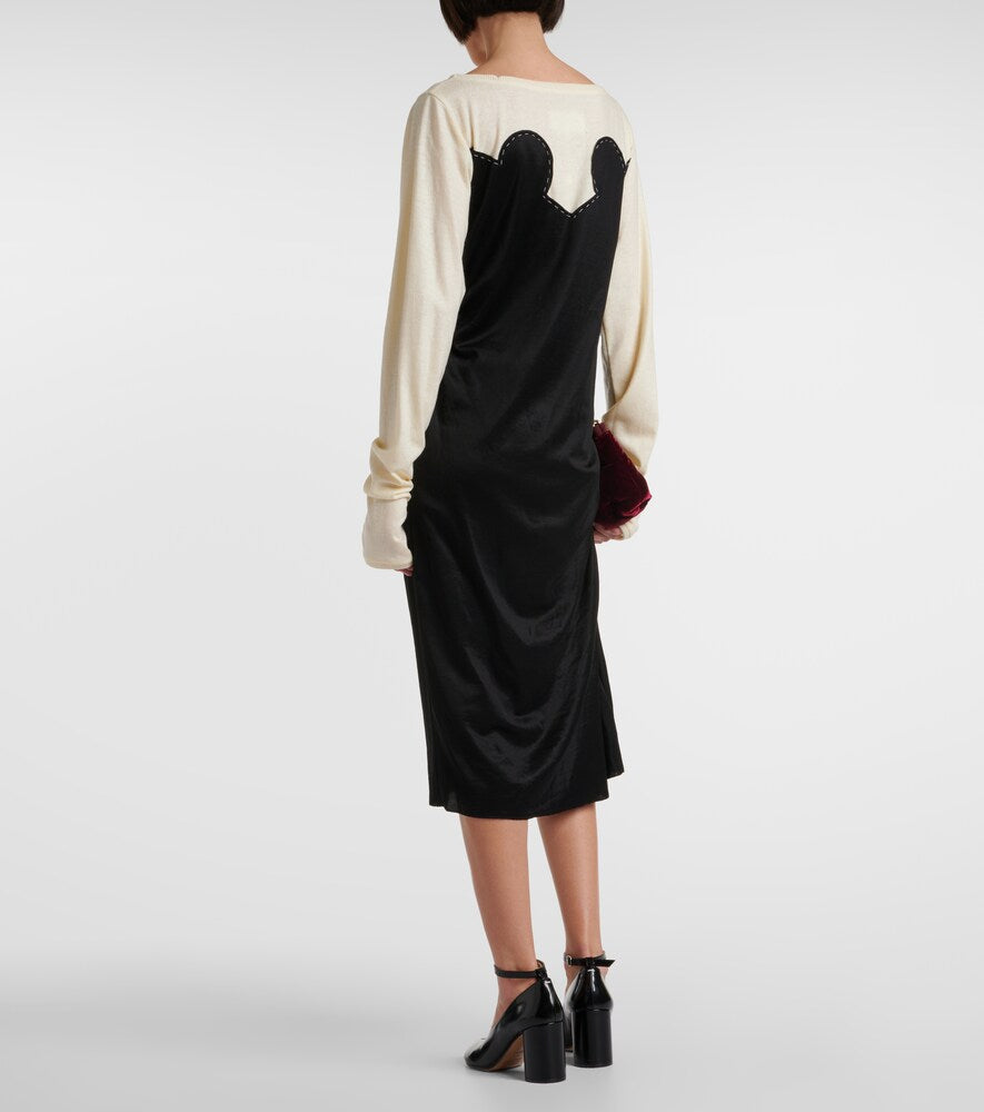 Maison Margiela Spliced gathered jersey midi dress