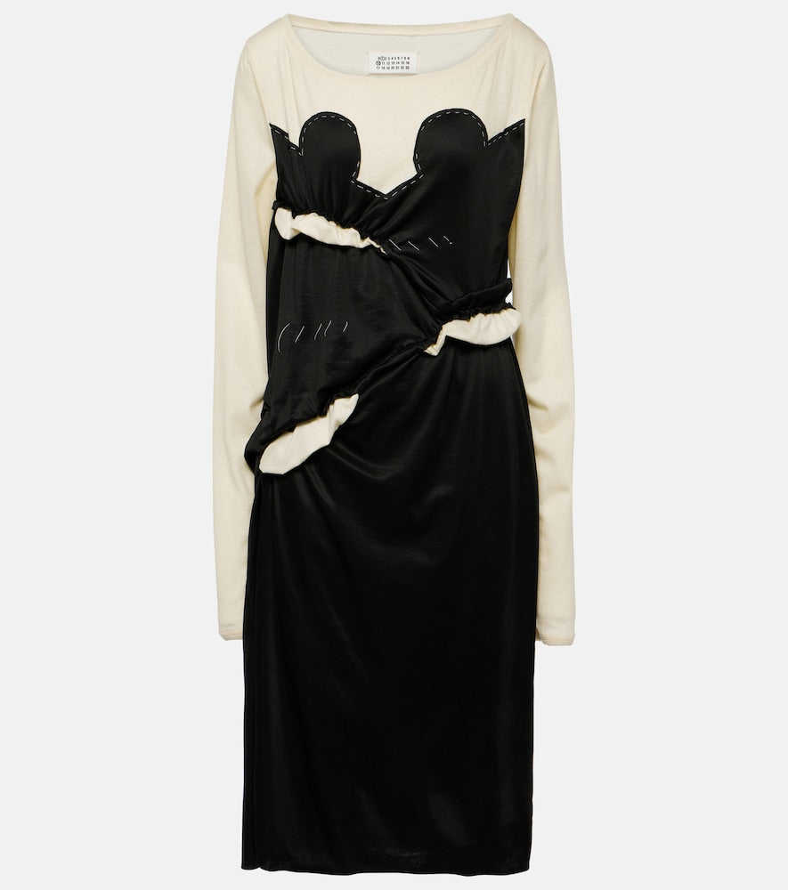 Maison Margiela Spliced gathered jersey midi dress. Maison Margiela 拼接褶皱针织中长连衣裙