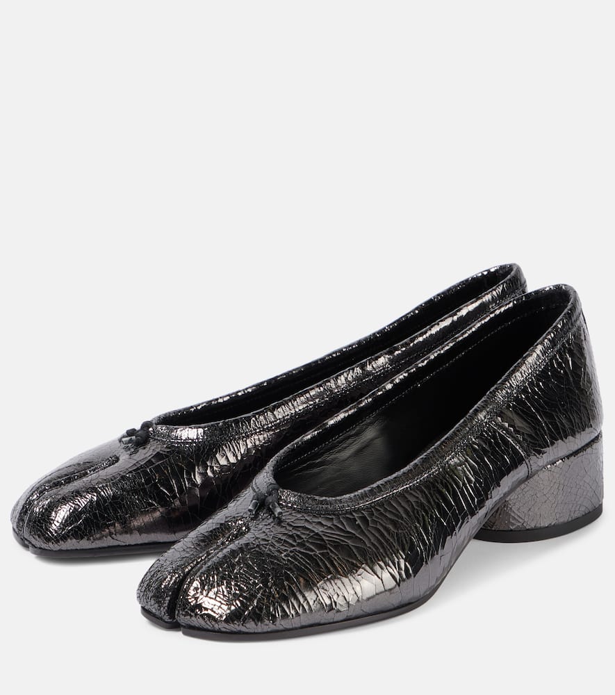 Maison Margiela Tabi metallic leather pumps