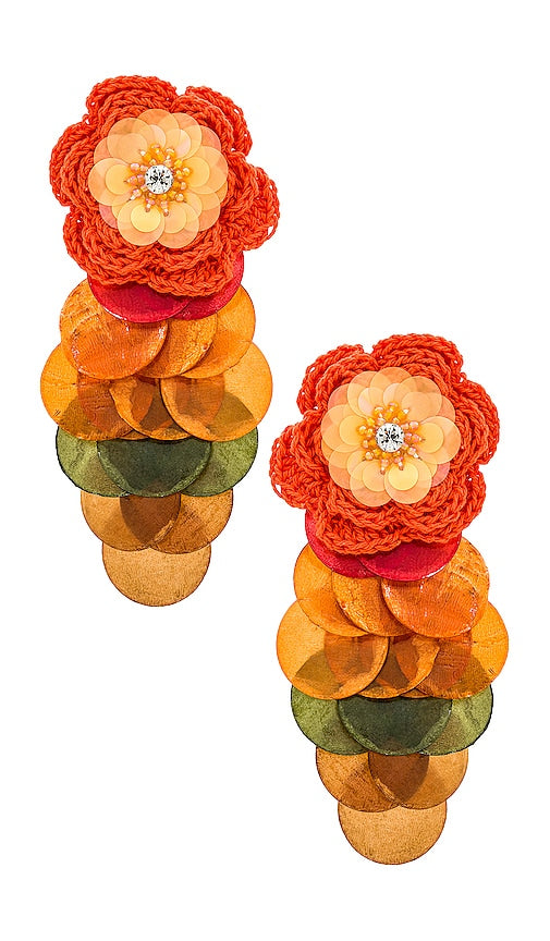 Maiyo Flower Earrings in Orange