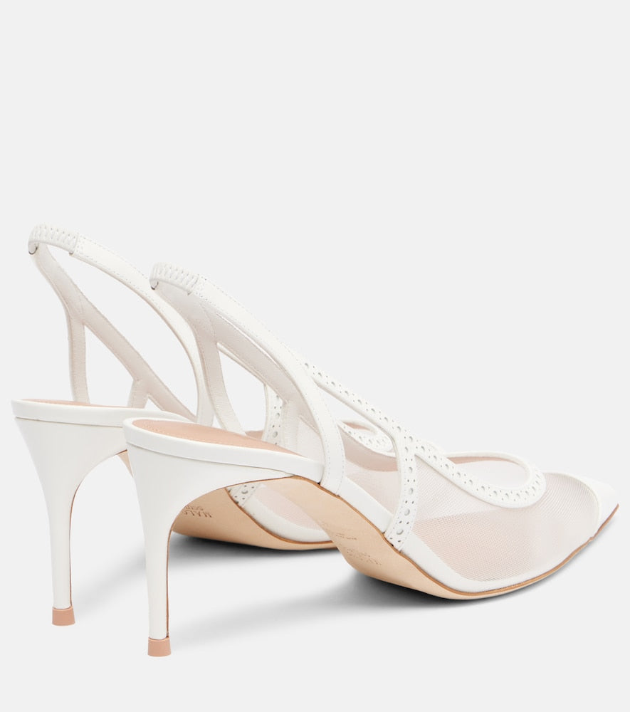 Malone Souliers Aubrey 70 mesh slingback pumps