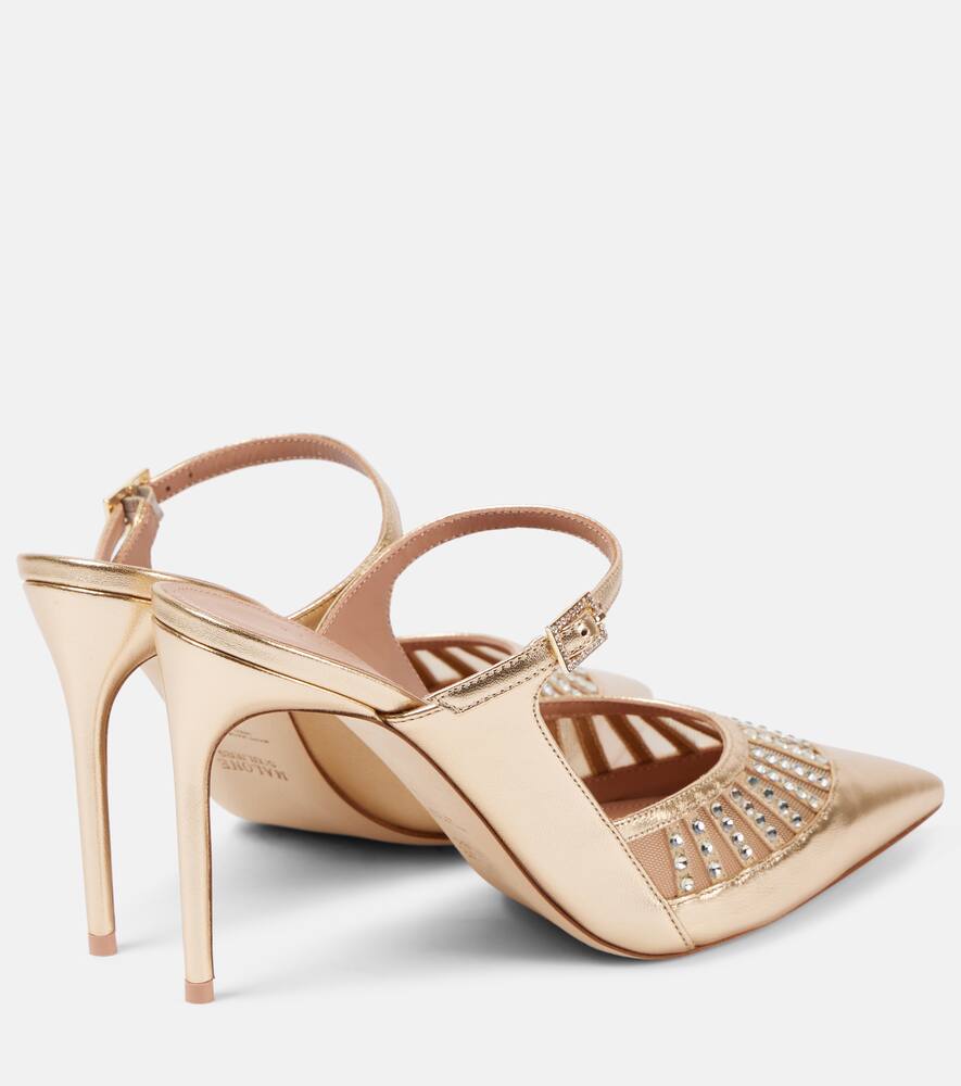 Malone Souliers Bardot 90 metallic leather mules