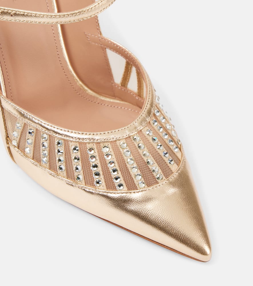 Malone Souliers Bardot 90 metallic leather mules