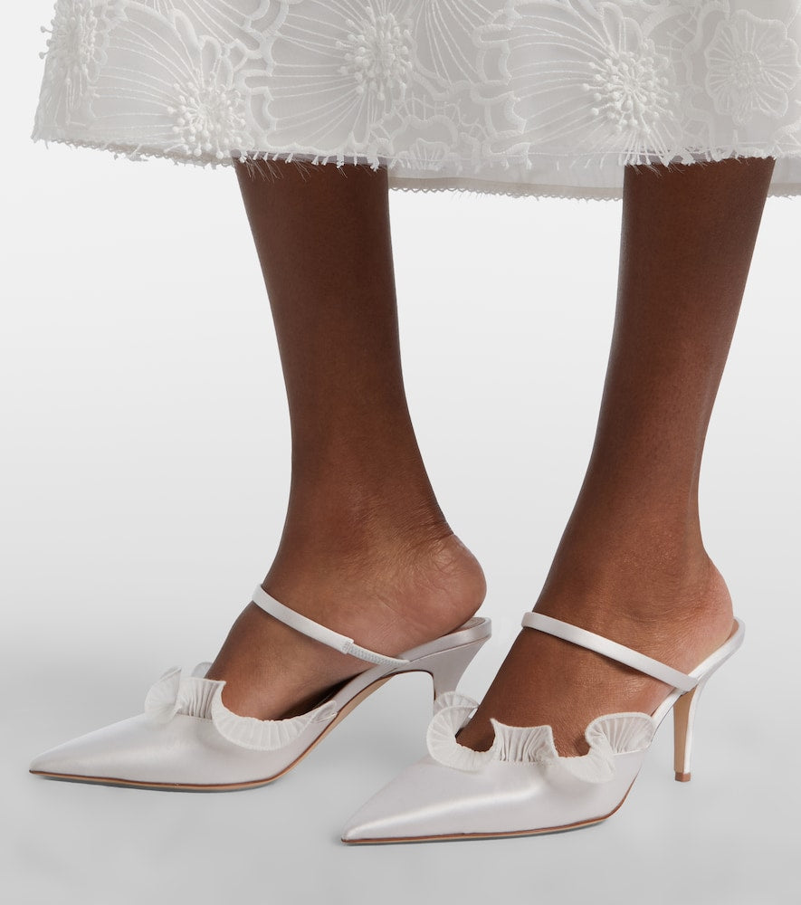 Malone Souliers Cecile 70 ruffled satin mules