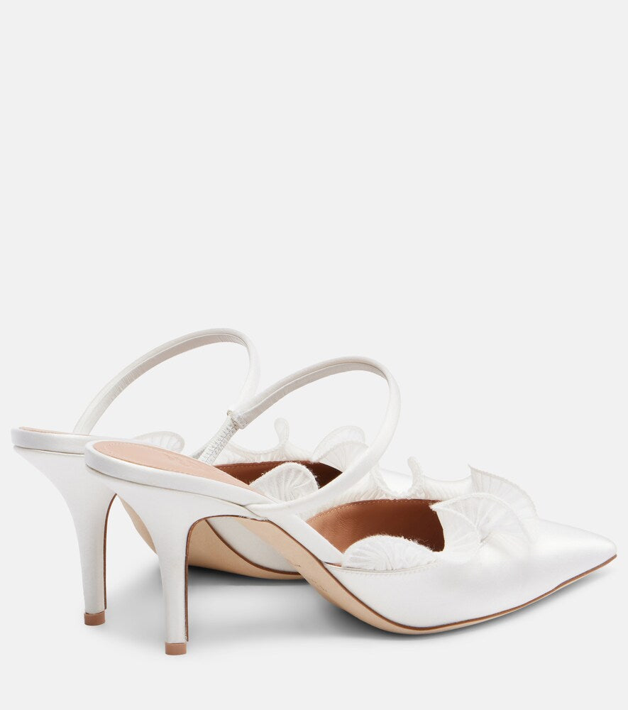 Malone Souliers Cecile 70 ruffled satin mules