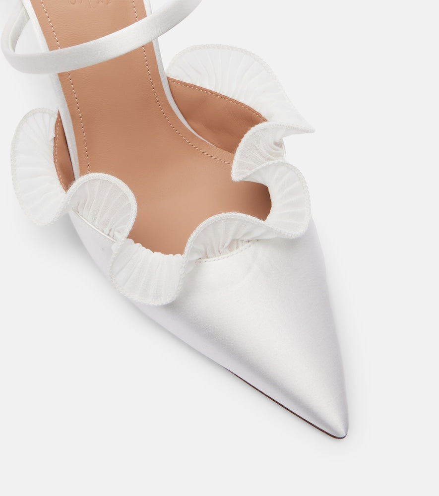 Malone Souliers Cecile 70 ruffled satin mules