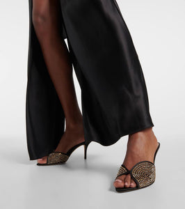 Malone Souliers Grazia 70 embellished satin mules