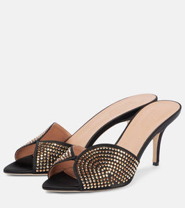 Malone Souliers Grazia 70 embellished satin mules