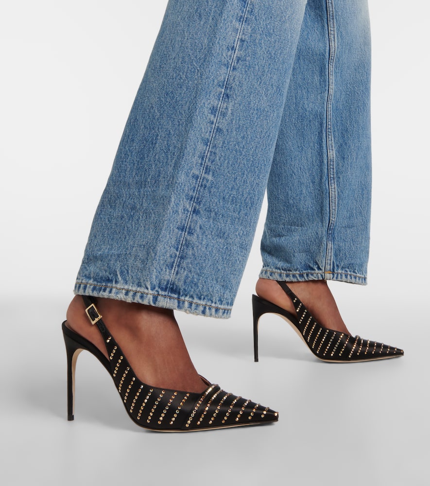 Malone Souliers Jazz 90 embellished satin pumps