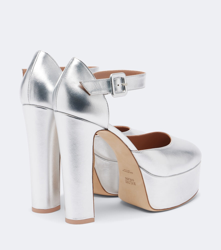 Malone Souliers Leila metallic leather platform pumps
