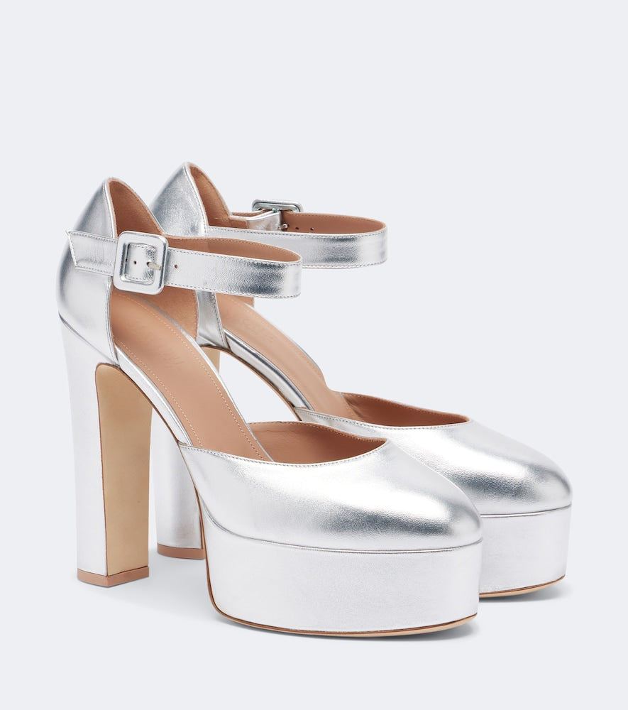 Malone Souliers Leila metallic leather platform pumps