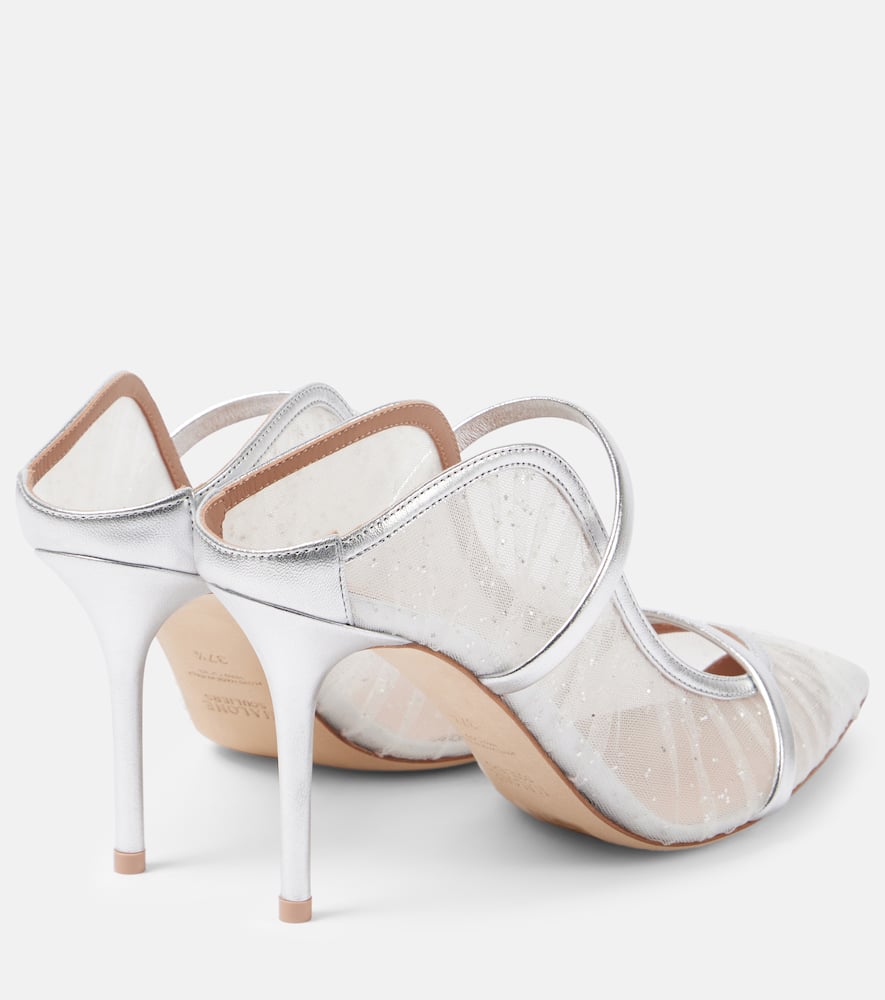 Malone Souliers Maureen 85 leather-trimmed glitter mules