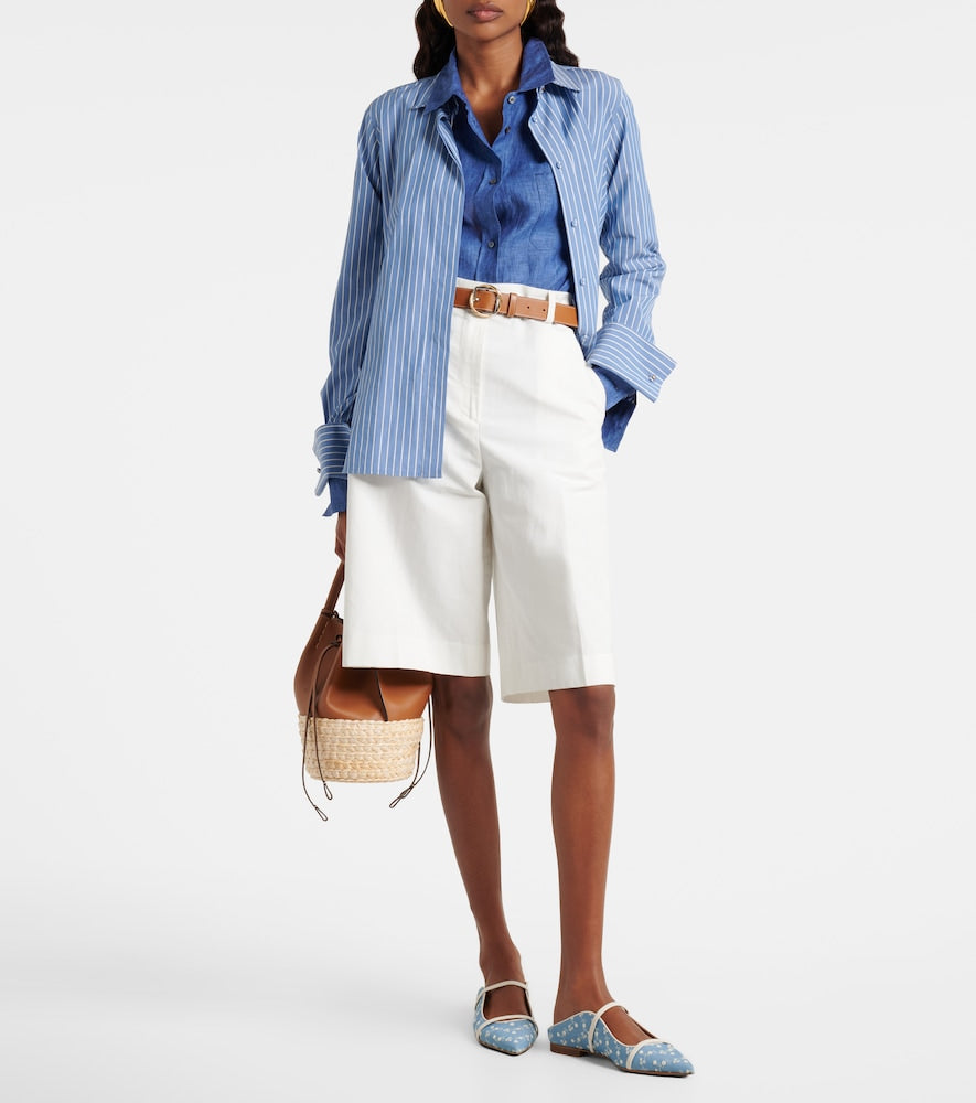 Malone Souliers Maureen leather-trimmed denim mules