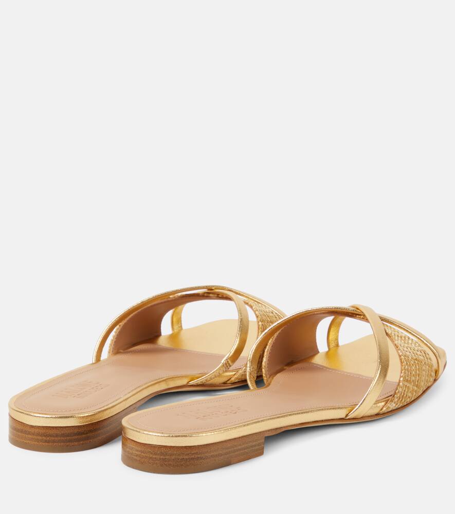 Malone Souliers Penn raffia and metallic leather sandals