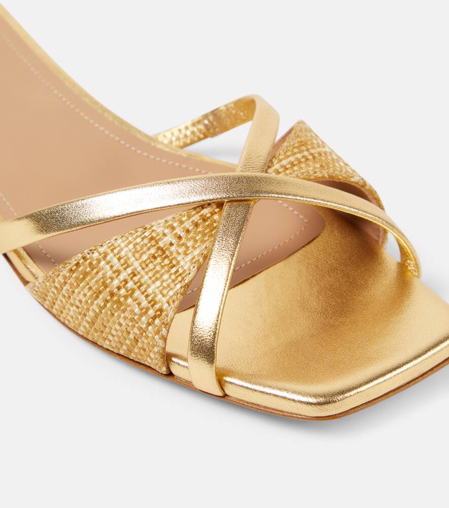 Malone Souliers Penn raffia and metallic leather sandals