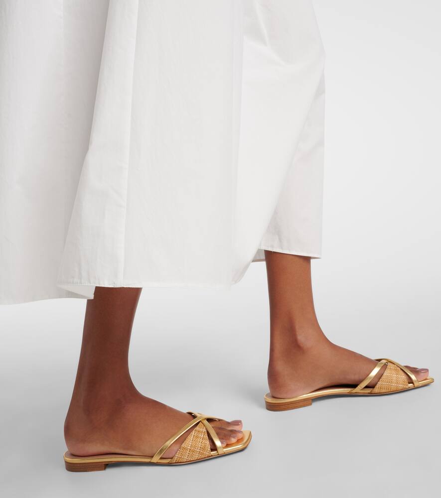 Malone Souliers Penn raffia and metallic leather sandals