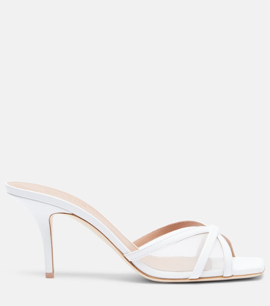 Malone Souliers Perla 70 leather and mesh mules