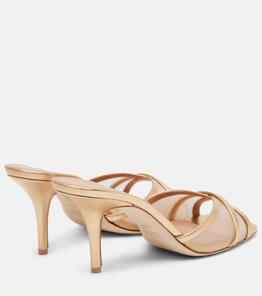 Malone Souliers Perla 70 leather and mesh mules