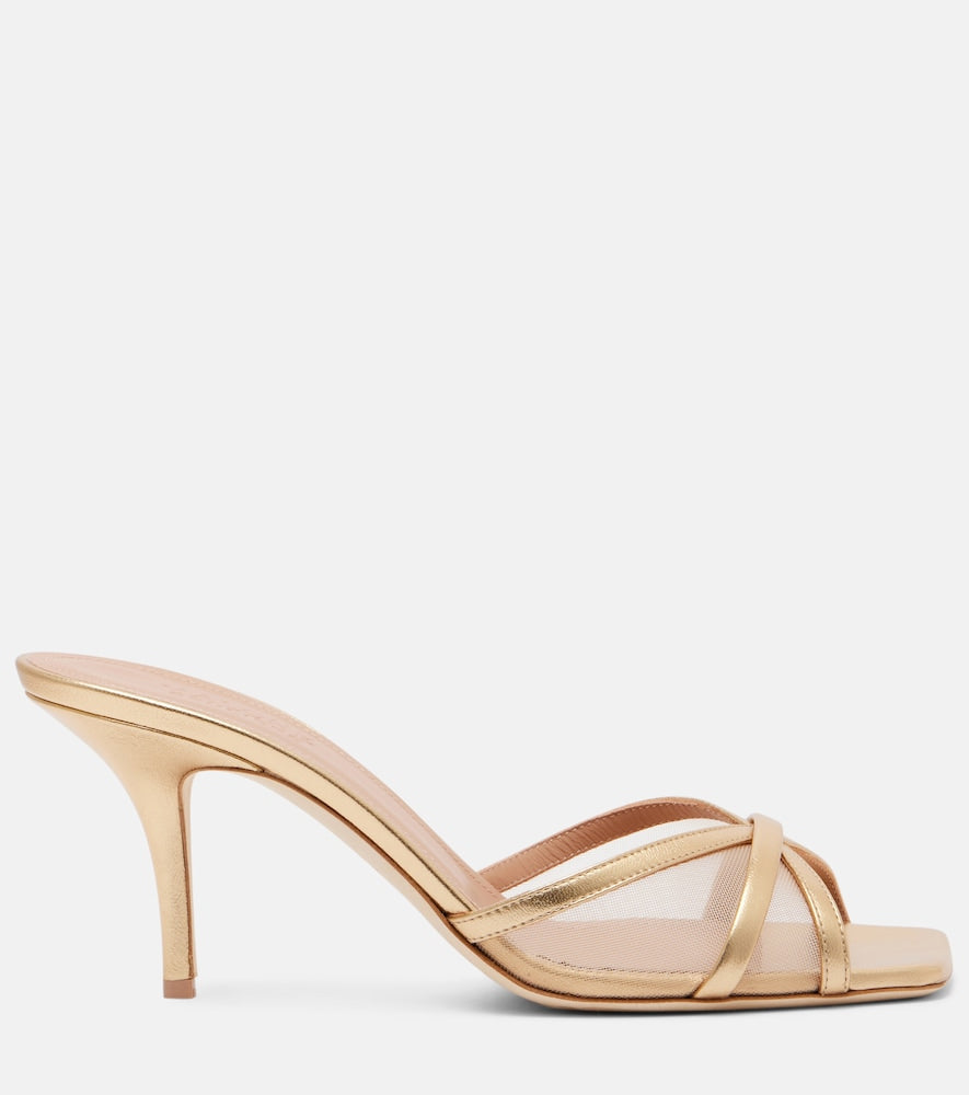 Malone Souliers Perla 70 leather and mesh mules