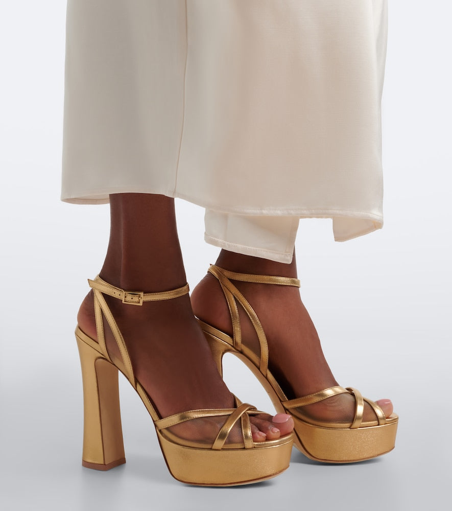 Malone Souliers Sylvie leather and mesh platform sandals