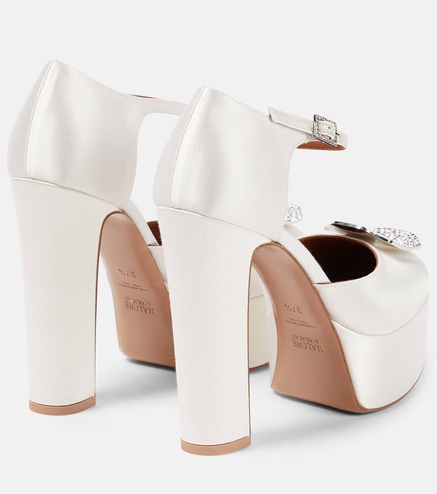Malone Souliers Terra embellished satin platform pumps