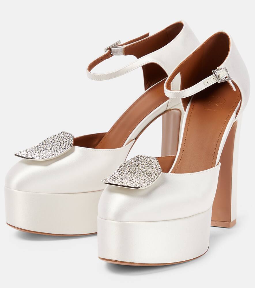 Malone Souliers Terra embellished satin platform pumps