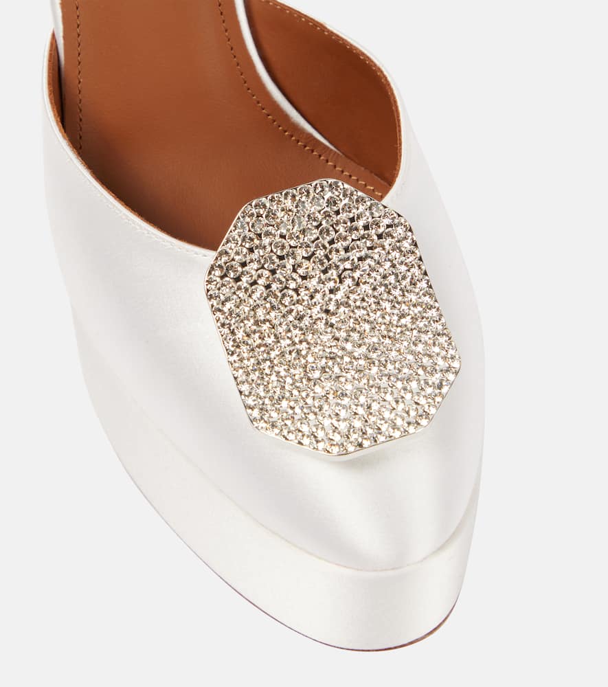 Malone Souliers Terra embellished satin platform pumps
