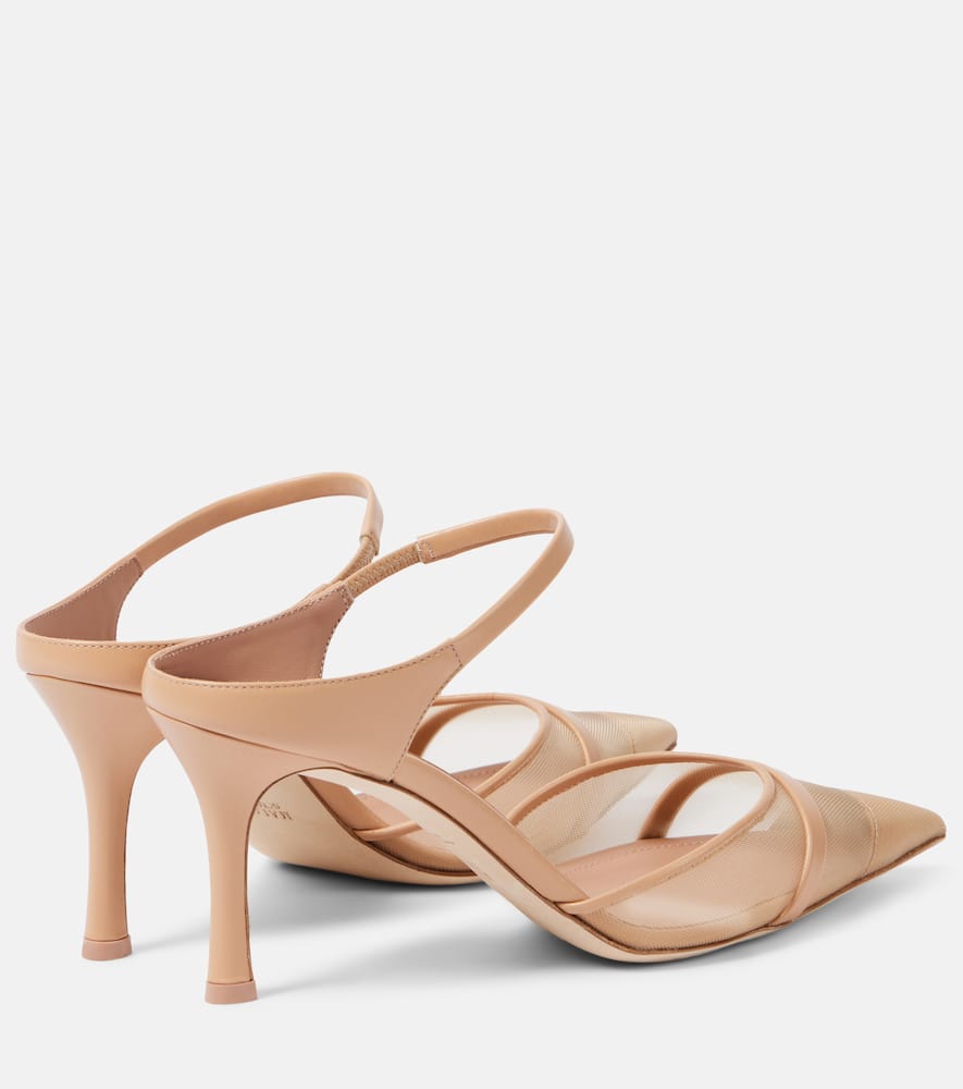 Malone Souliers Uma 80 leather-trimmed mesh mules