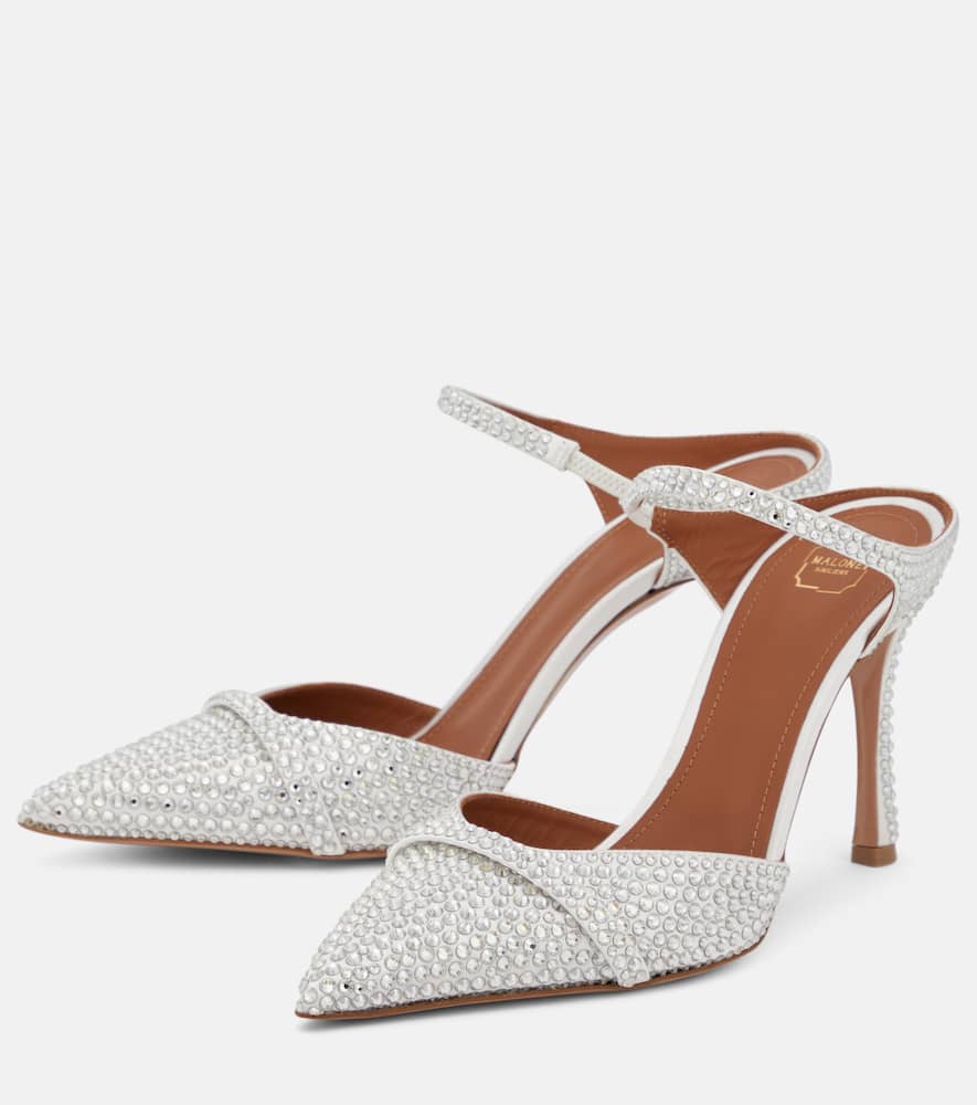 Malone Souliers Uma 90 embellished satin mules