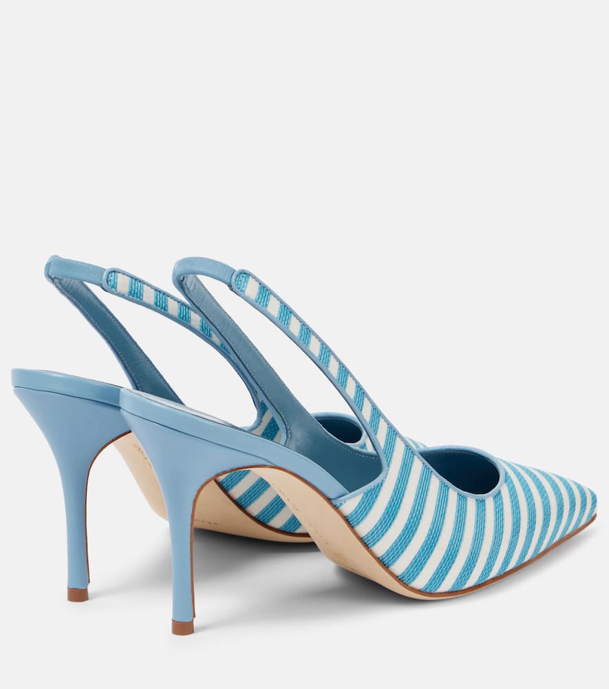 Manolo Blahnik Allurafia 90 striped slingback pumps